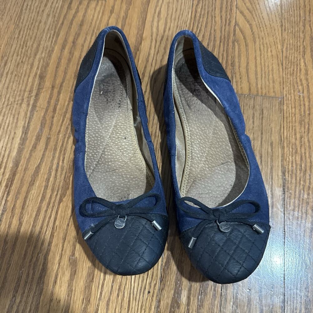G.H. Bass Lane Black Navy Suede Leather Ballet Flats Slip On Classic 8M - Picture 3 of 7